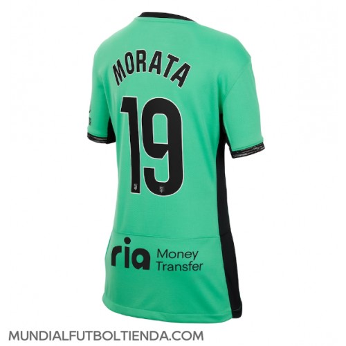 Camiseta Atletico Madrid Alvaro Morata #19 Tercera Equipación Replica 2023-24 para mujer mangas cortas